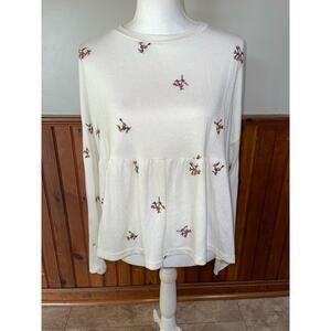 Womens‎ ALYA Francesca Shirt White Orange Floral Long Sleeve Blouse Size S